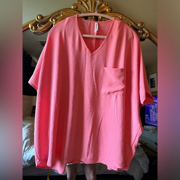 Oversized plus 1 X bright coral blouse - Picture 1 of 4
